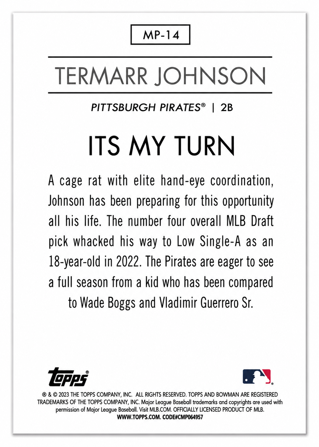 MP-14 Termarr Johnson 2023 Bowman - Modern Prospects (NM)