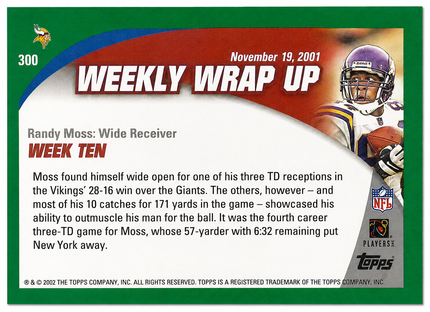 #300 Randy Moss 2002 Topps - Topps Collection (NM-MT)