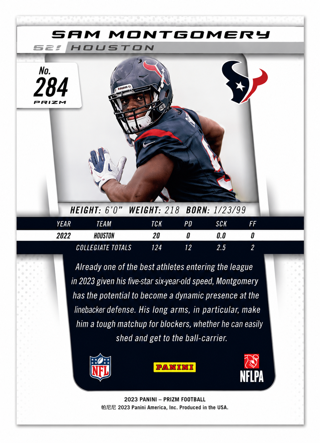 #284 Sam Montgomery 2013 Panini Prizm (NM)