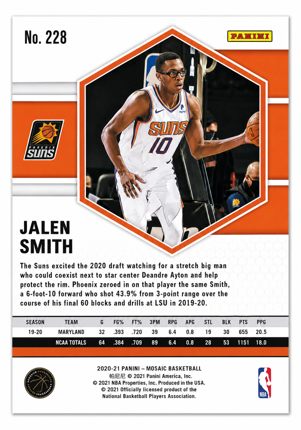 #228 Jalen Smith 2020-21 Panini Mosaic (NM)