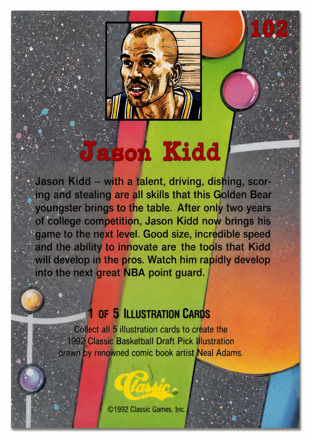 1994-95 Classic Illustration Cards #102 Jason Kidd Rookie Card (NM)