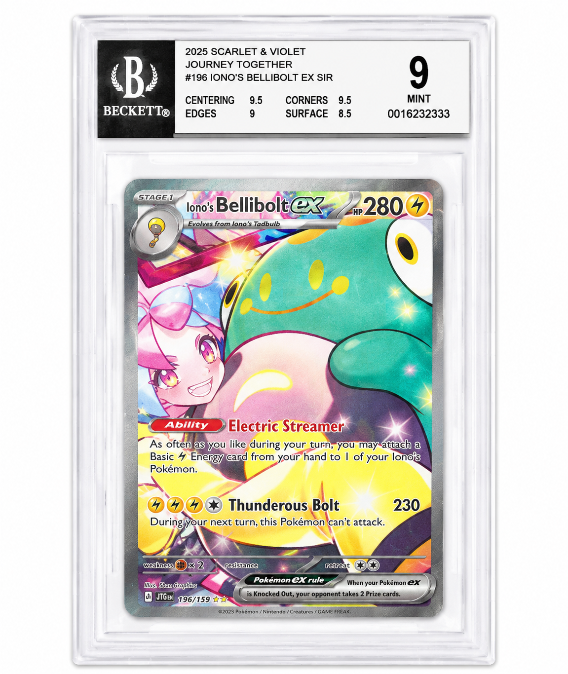 Iono's Bellibolt ex 183/159 Sv09: Journey Together Holo - Beckett 9