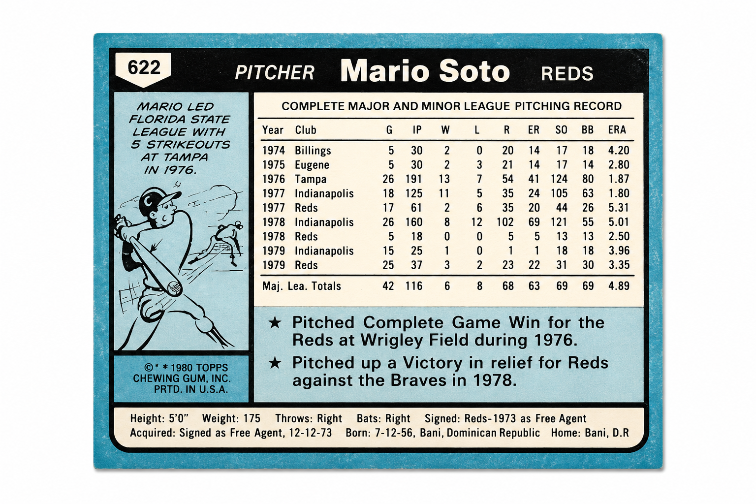 1980 Topps - Mario Soto #622 (Printed Auto) (NM-MT)