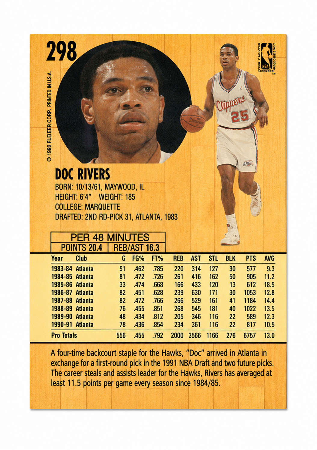 1991-92 Fleer - Doc Rivers #298 (NM-MT)
