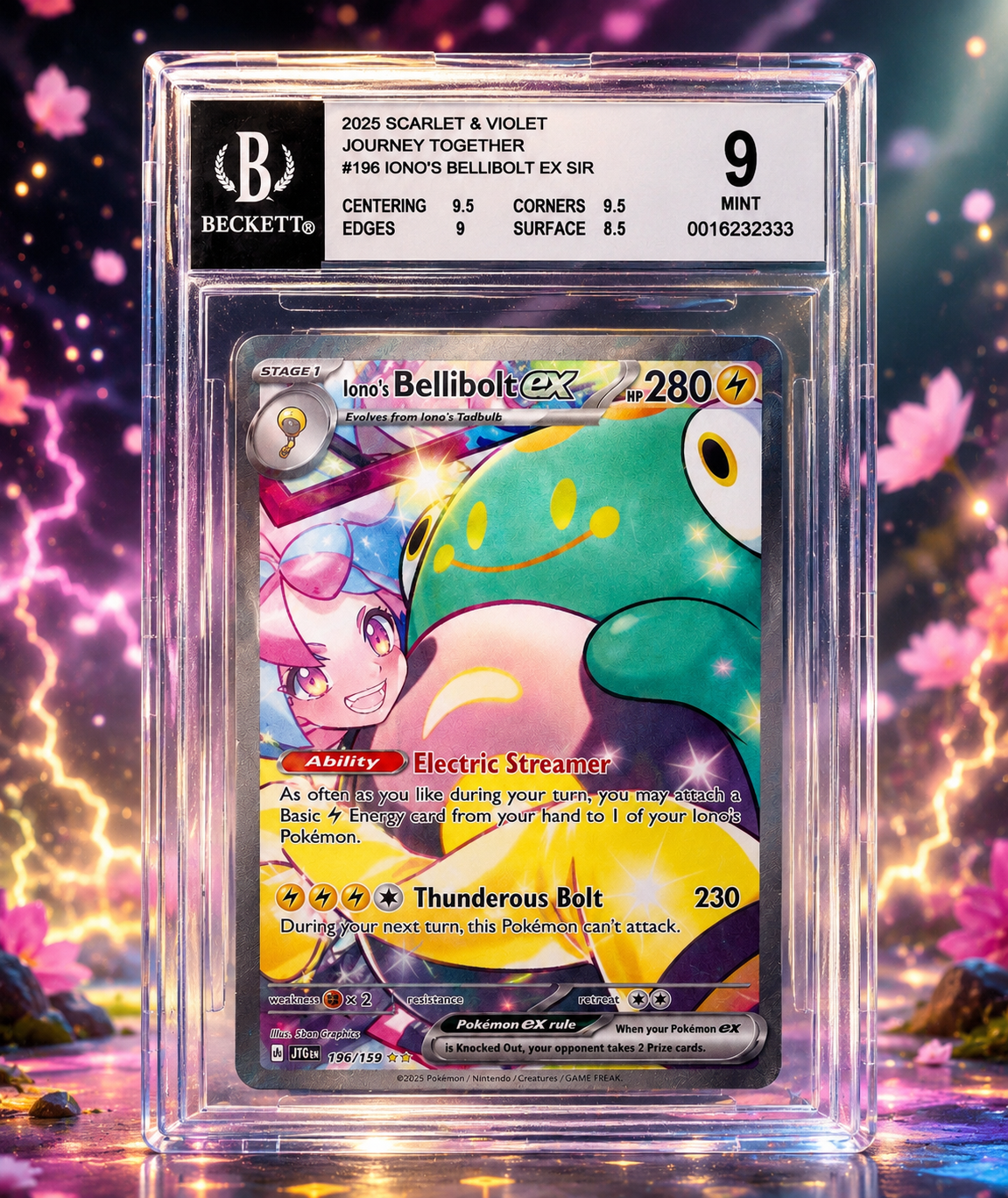 Iono's Bellibolt ex 183/159 Sv09: Journey Together Holo - Beckett 9