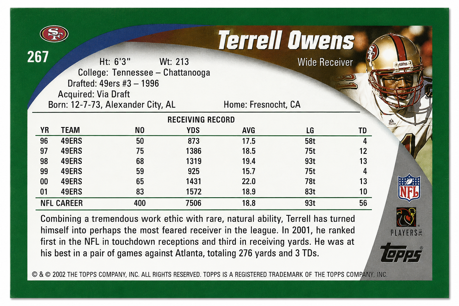 #267 Terrell Owens 2002 Topps - Topps Collection (NM)