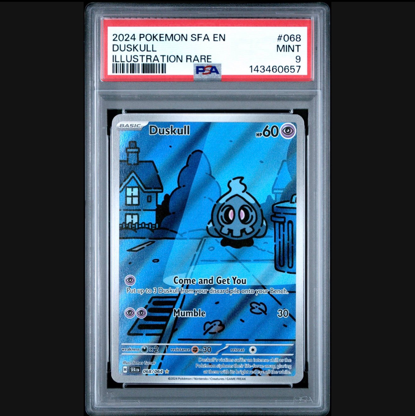 2024 Pokémon Sfa EN-Shrouded Fable #068 Duskull - Illustration Rare (PSA 9 MINT)